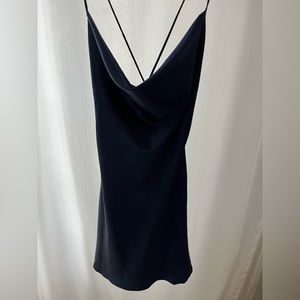 Navy Blue Satin Mini Dress
